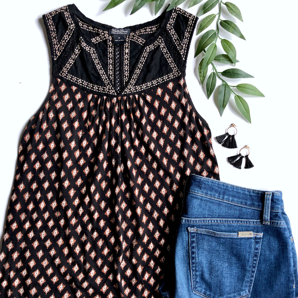 Lucky Brand Tops - Lucky Brand Embroidered Boho Tank